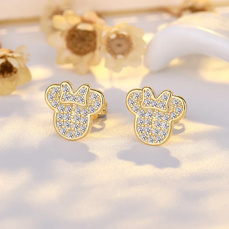 Orecchini in vero argento Sterling 925 Disney Mickey Mouse orecchini stella per regalo di compleanno fidanzata matrimonio e fidanzamento da donna