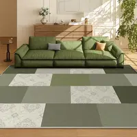 European Green Geometric Decorative Carpet Nordic style Living Room Carpets Light luxury Home Rug Comfortable Soft Bedroom Rugs 1