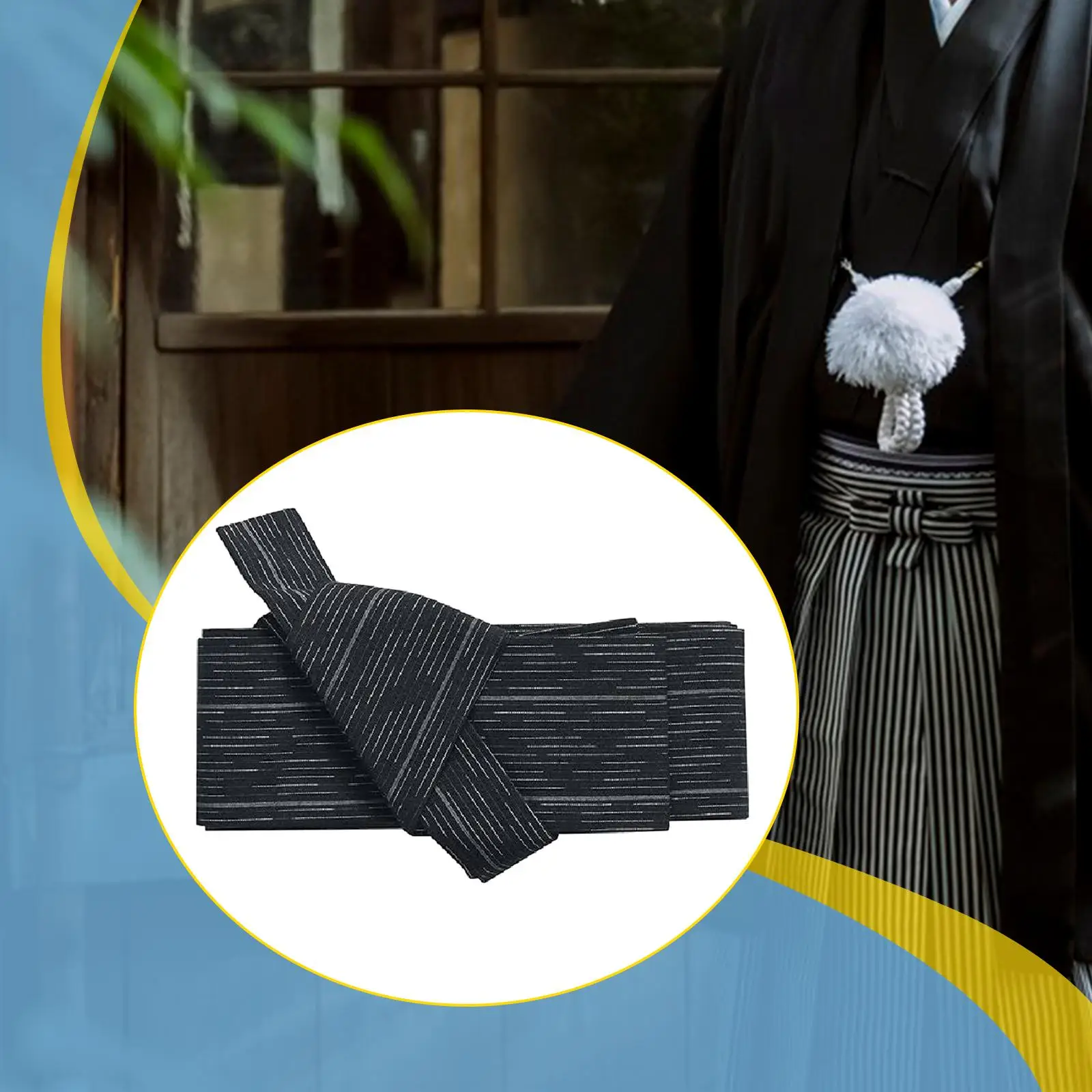 Kimono Obi Belt for Men Comfortable Waist Band Polyester Portable Traditional