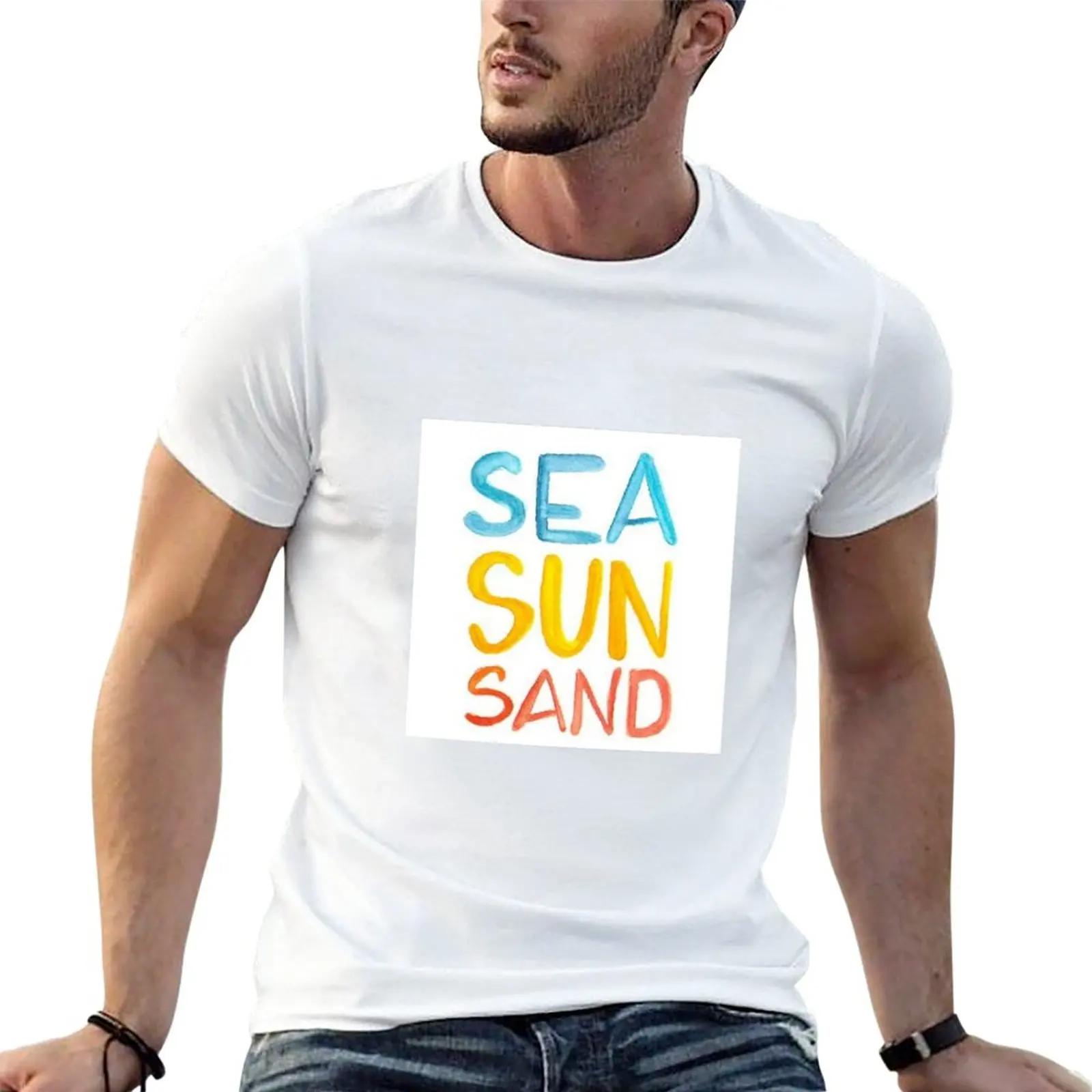 

New Sea sun sand T-Shirt Aesthetic clothing Short sleeve tee anime new edition t shirt men clothing