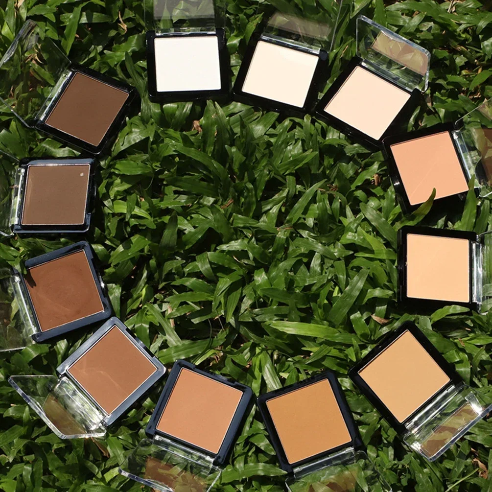 Private Label Concealer Pressed Powder Custom Bulk Square Compact Powdering High-gloss Waterproof Exquisite Makeup Long-lasting 3