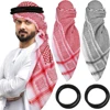 2 Pcs Arab Head Scarf for Men with Lgal Aqel Rope Middle East Desert Shemagh Wrap Arab Costume