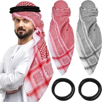 2 Pcs Arab Head Scarf for Men with Lgal Aqel Rope Middle East Desert Shemagh Wrap Arab Costume
