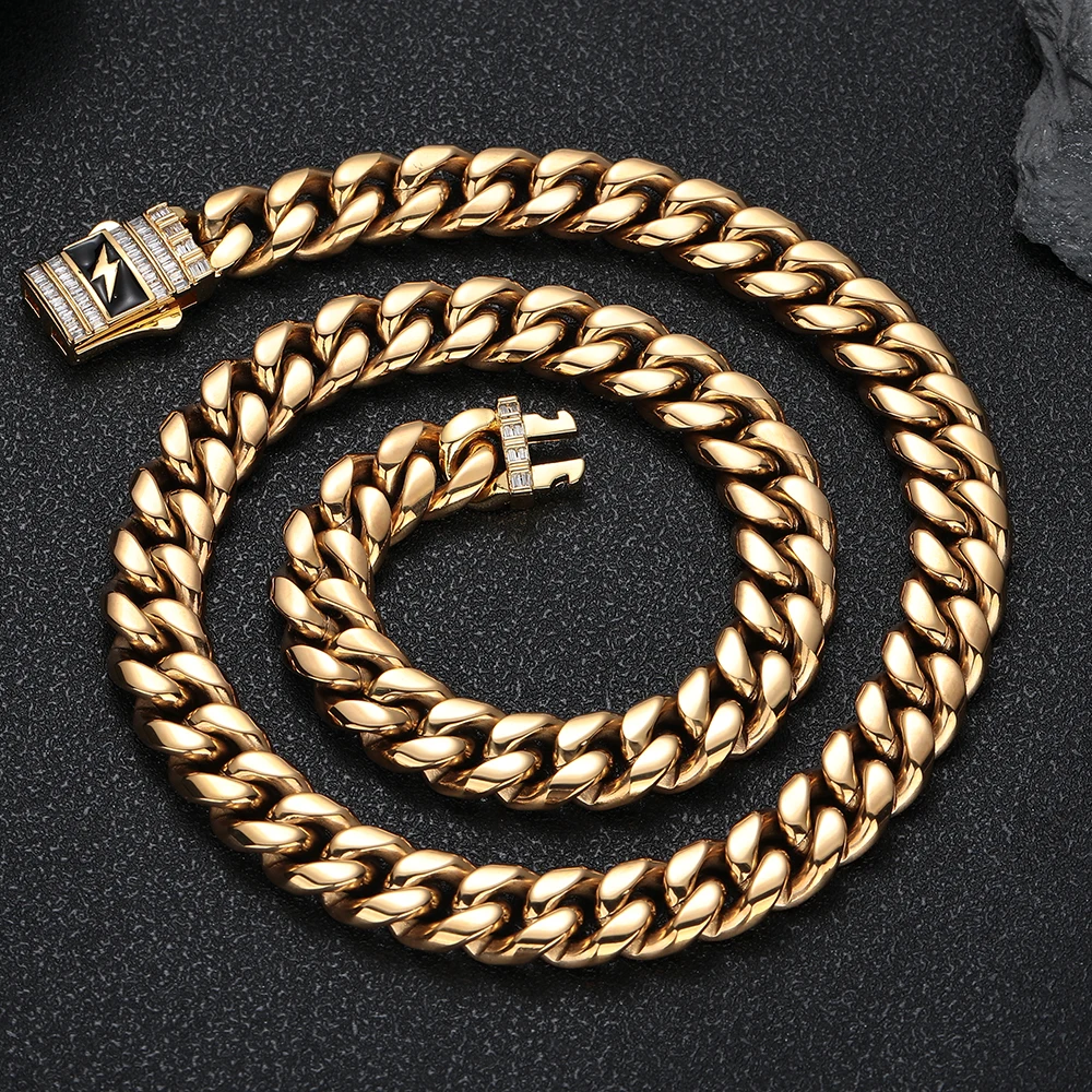 King Ice 12mm 14k Gold Cuban Link Chain Hip Hop Jewelry 12MM