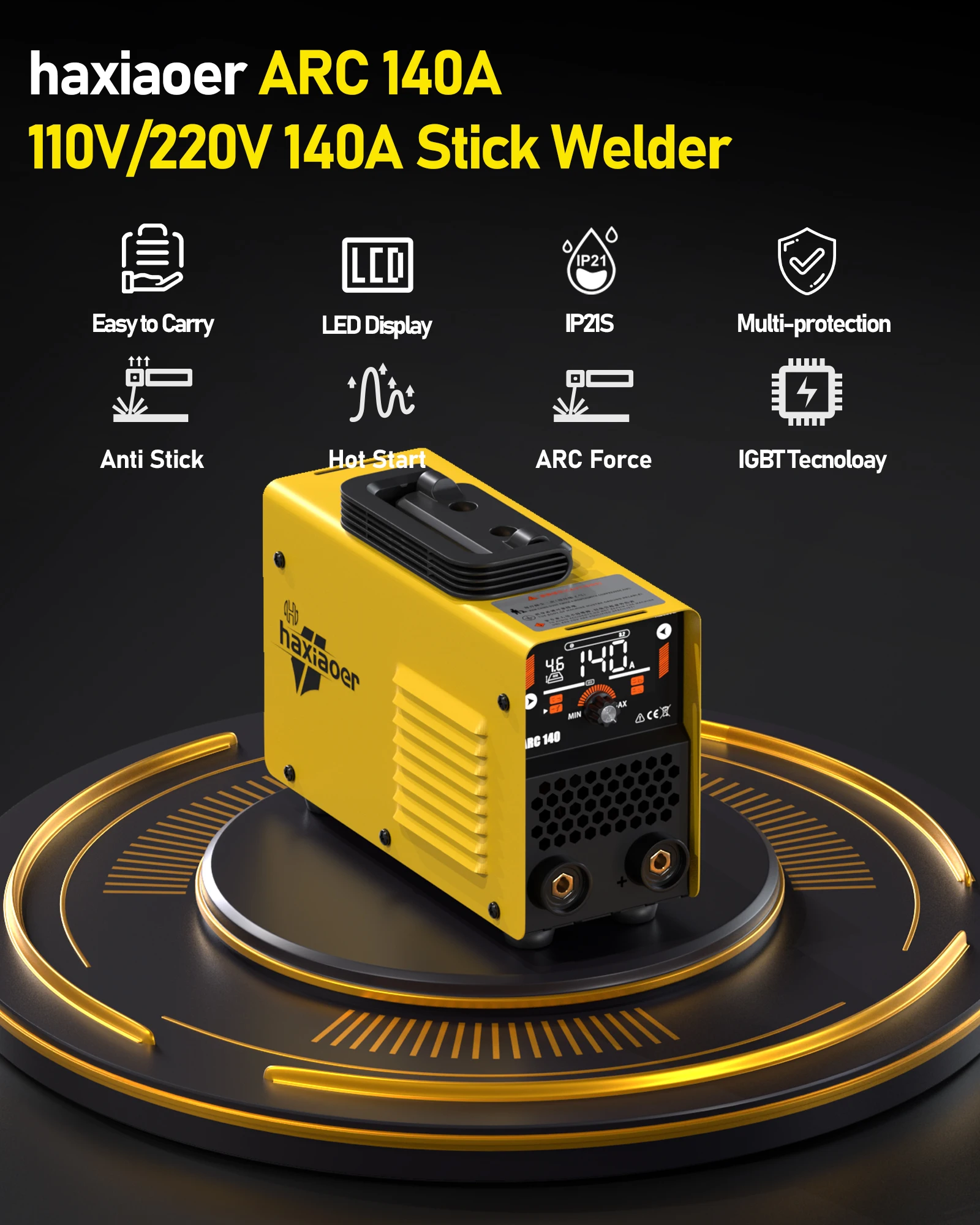 HAXIAOER ARC140 120A 110v portable professional welding machine automatically matches electrode diameter and welding thickness 6