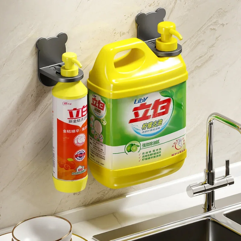 Universal Shower Gel Bottle Rack Adjustable Shampoo Bottle Holder Hand Soap Dispenser Hook Wall Mounted Free Punching images - 6