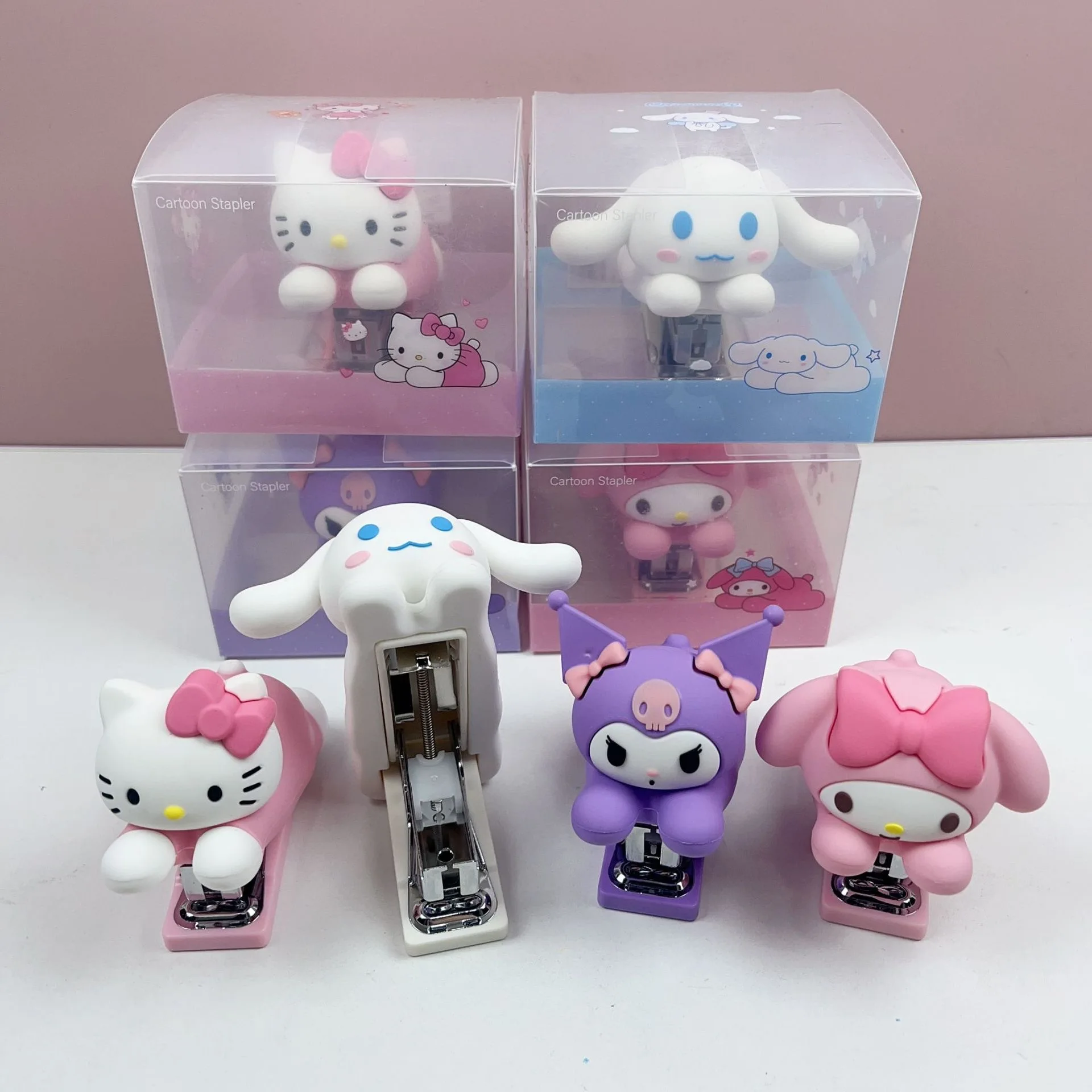 

Anime Sanrio Hello Kitty My Melody Stapler Kuromi Cartoon Small Binding Machine Office Stationery School Supplies Kid Prize Gift
