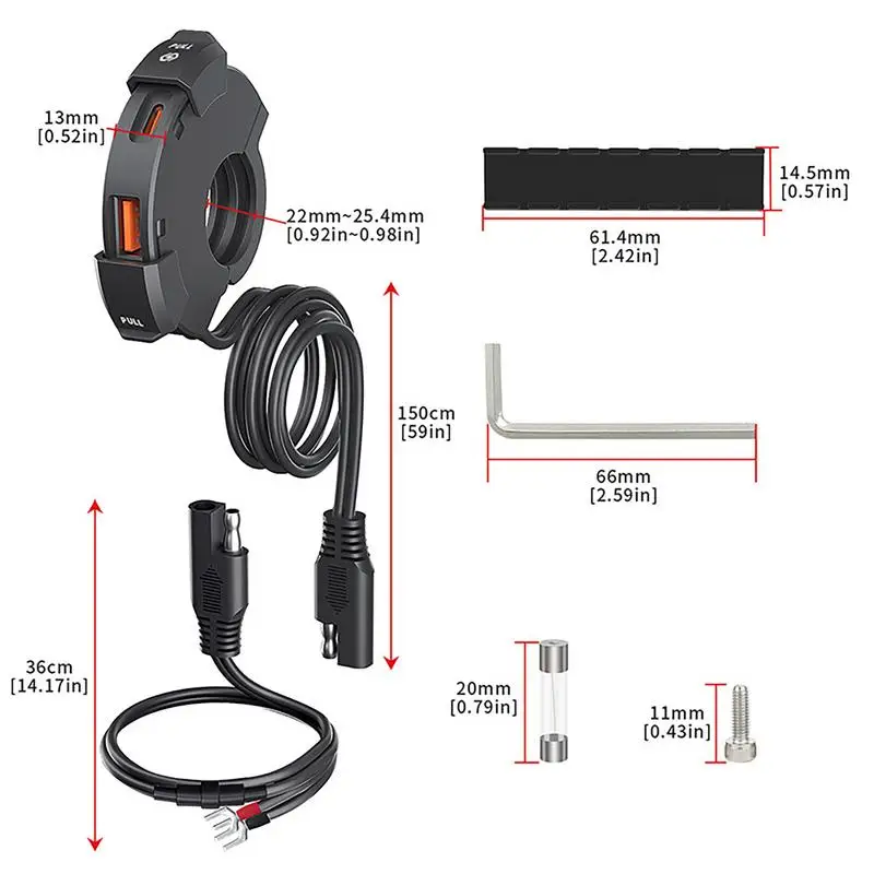오토바이 USB USB-C 고속 충전기, 방수 핸들바 장착 브래킷 충전기, 모토 휴대폰 충전기, 12 V, 24V 소켓 어댑터, 48W