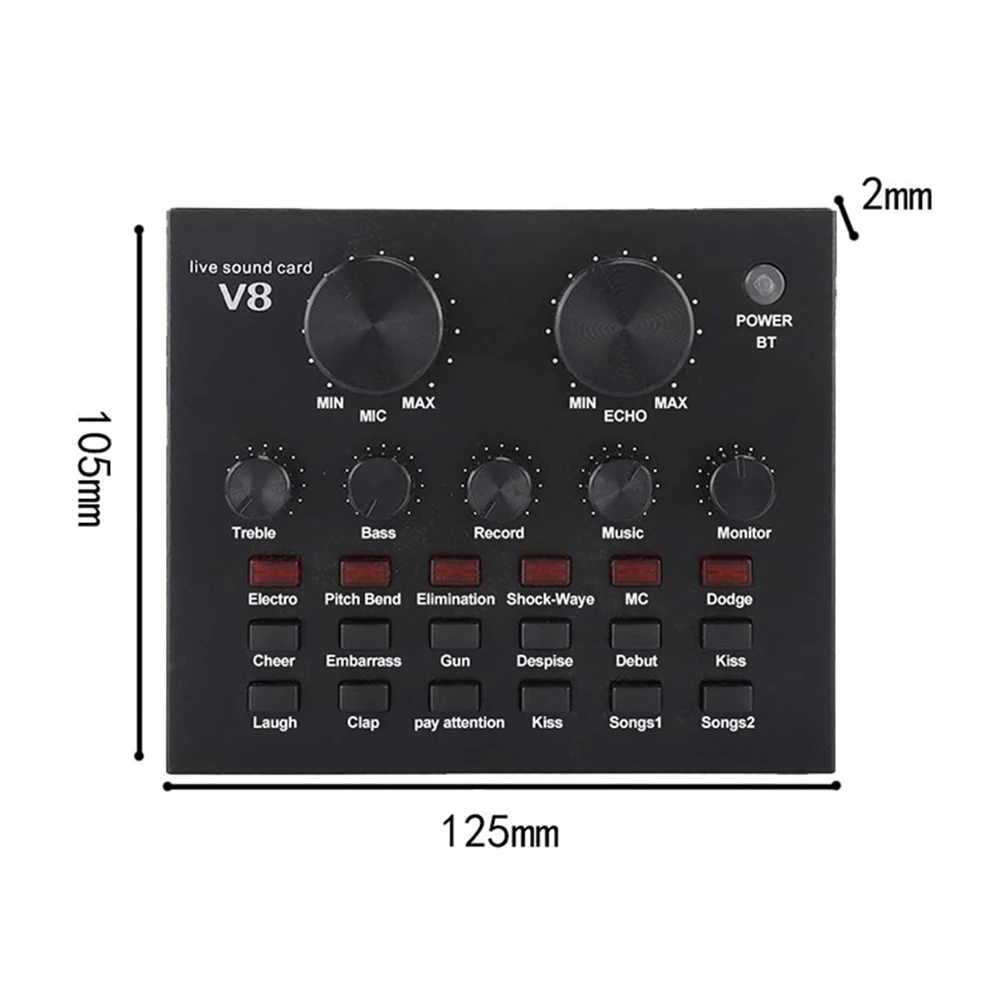 V8 Sound Card Audio Set Interface External Usb Live Microphone Sound Card Bluetooth Function For Computer Pc Mobile Phone Singin audio interface mixer soundcard microphone