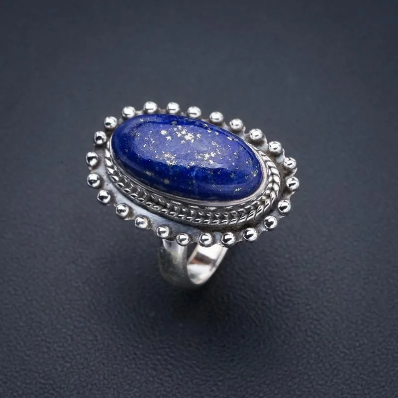 

StarGems Natural Lapis Lazuli Handmade 925 Sterling Silver Ring 6.25 F0022