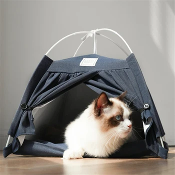 Folding Pet Tent Bed Cave For Cat Small Dog Portable Cat Tent Kitten Bed Hut Indoor Outdoor Summer Puppy Tent Cozy Cave House 3