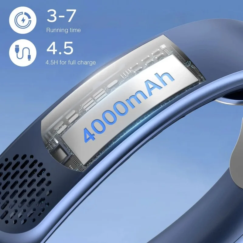 مروحة رقبة USB محمولة ، تصميم بلا فانوس ، تحكم وحم...