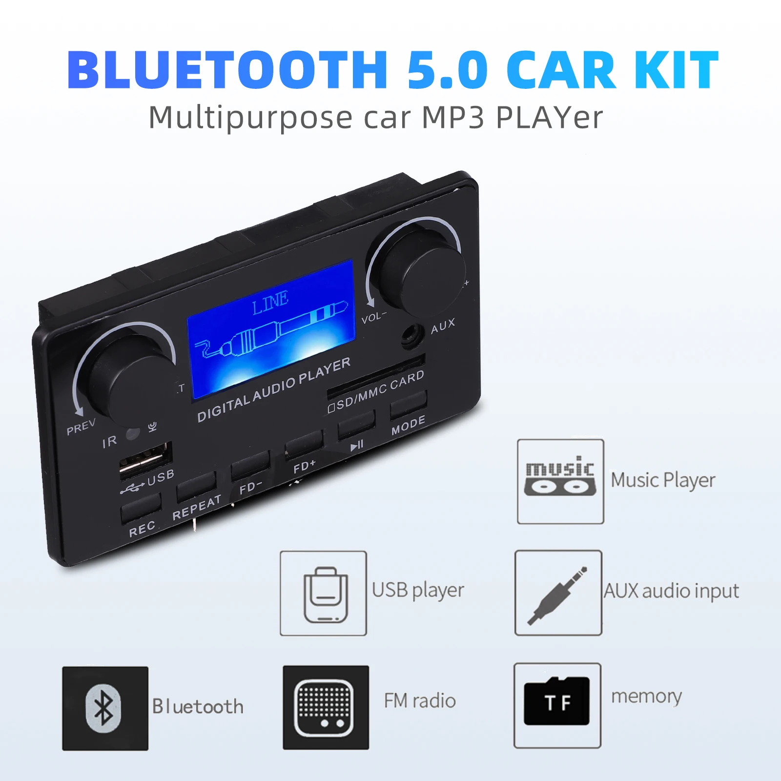 dc lcd placa de decodificador dac bluetooth receptor áudio ape flac decodificador suporte handsfree gravação rádio letras exibição