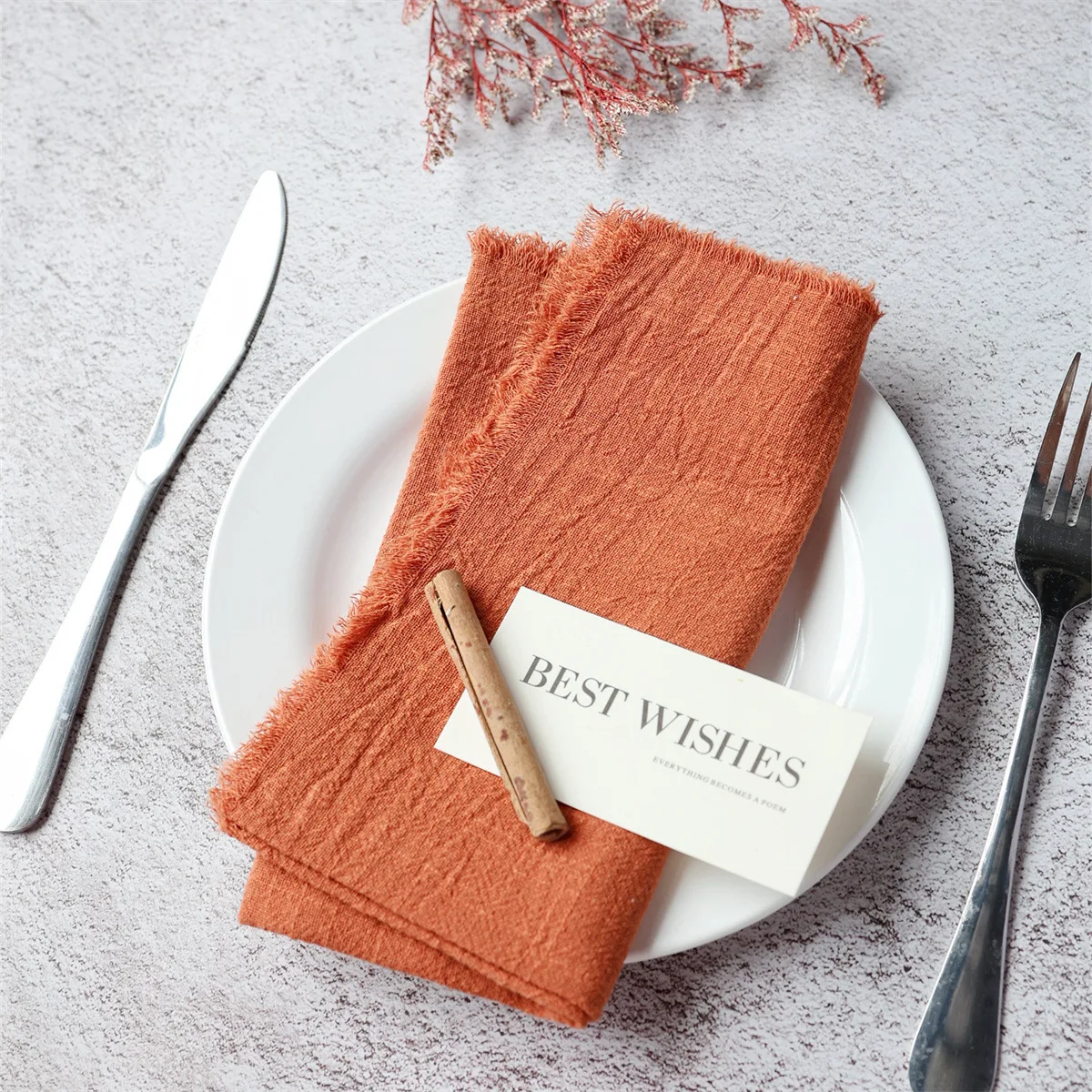 terracotta Gauze Cotton Napkin Reusable Tea Towel Wedding Party Christmas Table Decor Retro Burrs napkin 32x32cm