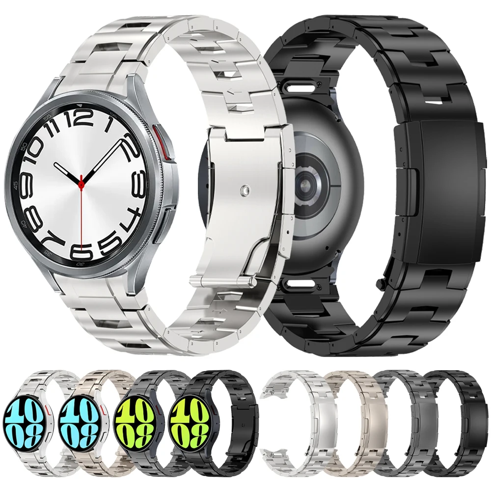 Cinturino In Metallo Titanio Click Easy-To-Fit Per Samsung Galaxy Watch 6 5 Pro 40 44Mm/6 4 Bracciale Classico 47Mm 46Mm Senza Spalline