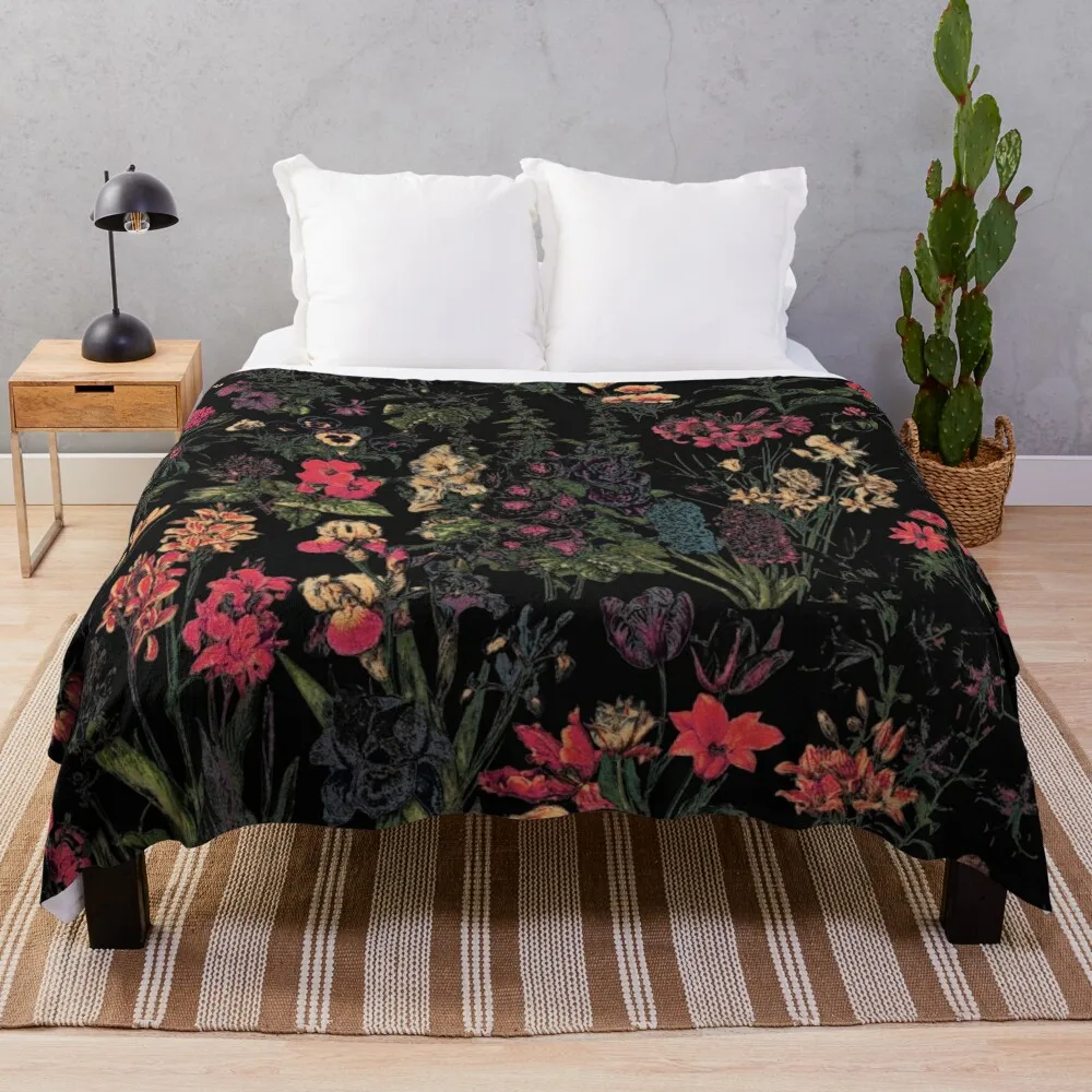 

Midnight Floral Throw Blanket Fluffy Blankets Large