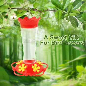 1PC 2024 New Hummingbird Feeders for Outdoors Hanging Ant and Bee Proof,Humming Birds Feeders for Outside, 13.5OZ Red Plastic Fl - Image 3