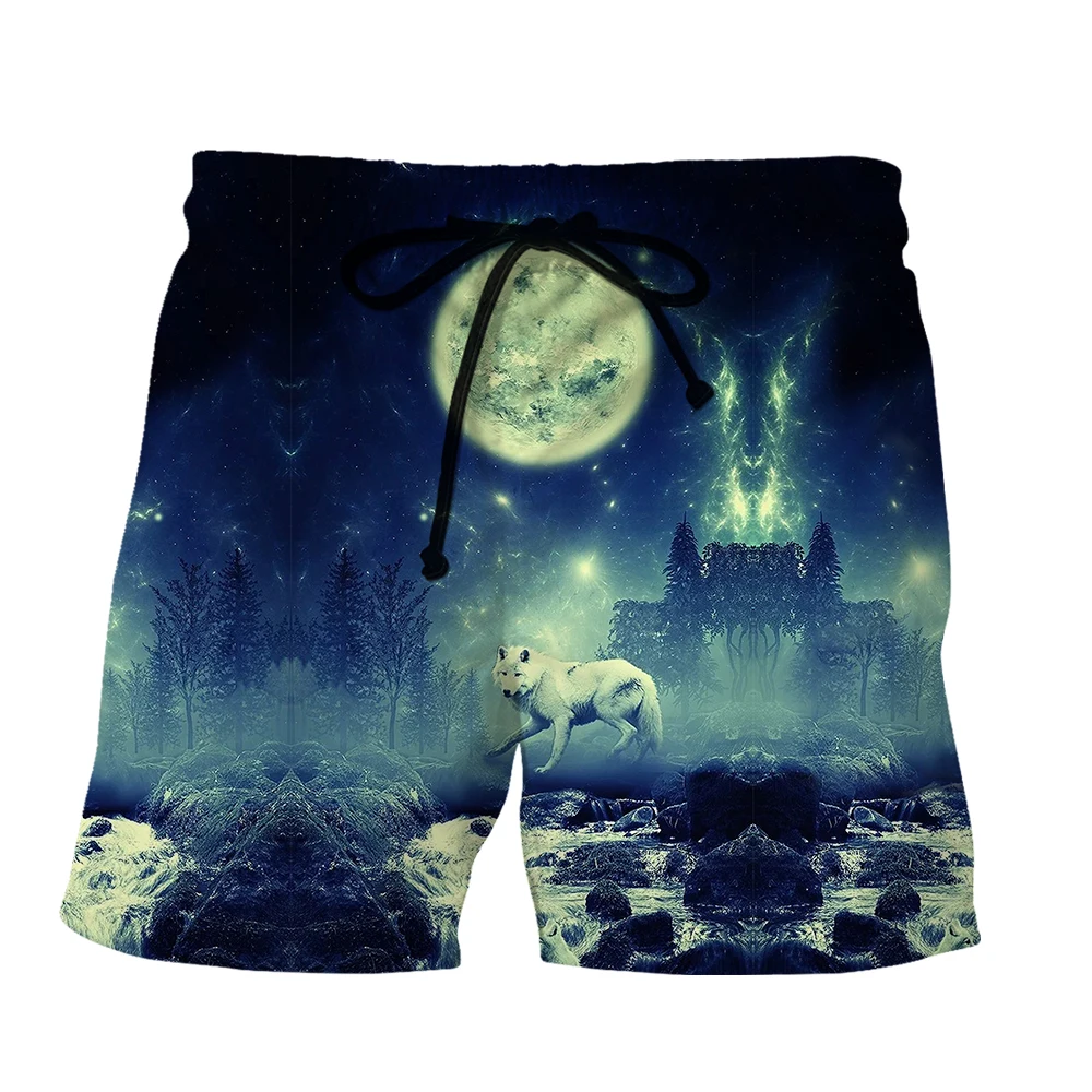 Trend Personality Animal Pattern 3D Print Shorts Fashion Cool Wolf Graphic Short Pants Summer Casual Beach Shorts Thin Swimwear