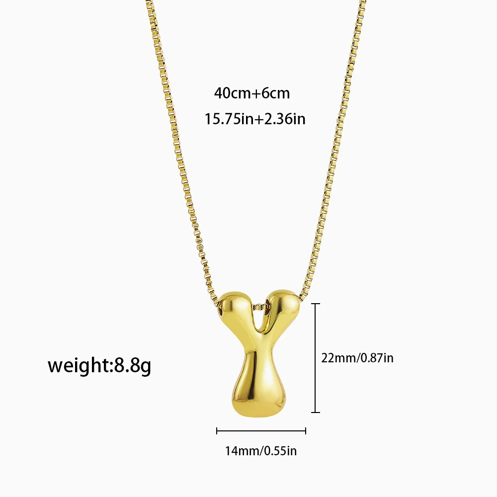 Exaggerate Stainless Steel Gold Color Chunky Alphabet Pendant Balloon Bubble Initial Letter Choker Necklace Charm Jewelry Gifts