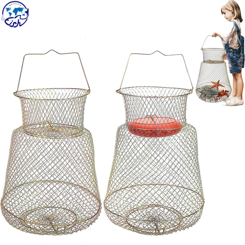 Floatable Galvanized Steel Wire Fish Basket Collapsible Fshing Net Cage Robust and Easy to Use 