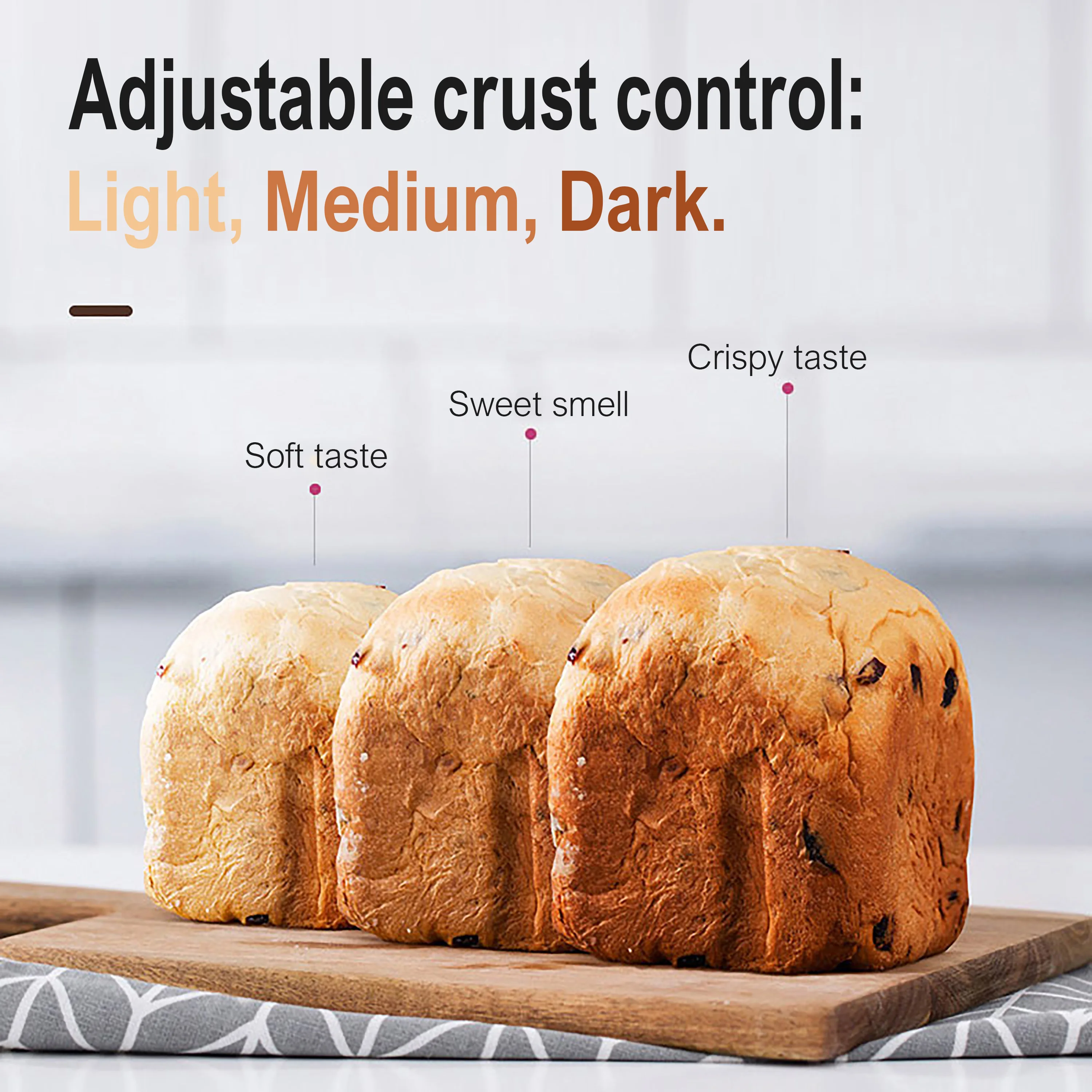 1.5kg Automatic Bread Machine 850w Programmable Bread Maker 15-hour Pre-set Timer Control Panel With Lcd Display Sonifer 5