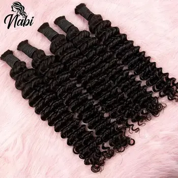 NABI Boho Human Hair Bundles for Crochet Braiding Deep Wave Virgin Hair Extension Natural Color Braids No Weft Hair 1
