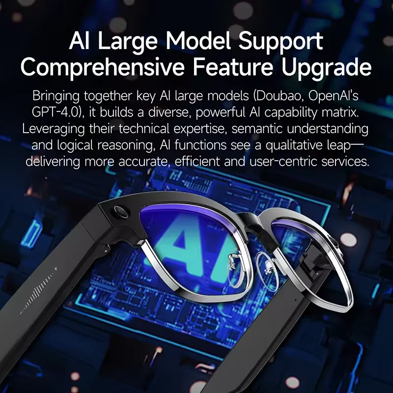 Business 4K HD Color Change AI Smart Glasses 800W Pixel Camera 1080P Video AI Chat Music Player Call Sports Glasses Men