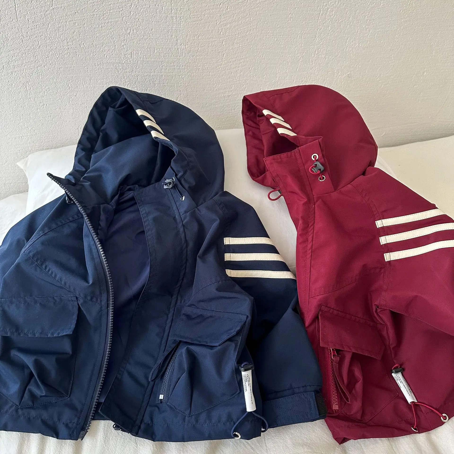 

2023 Autumn Girls Boys Casual Sports Hooded Jacket Baby Kids Children Windbreak Coat Outerwear