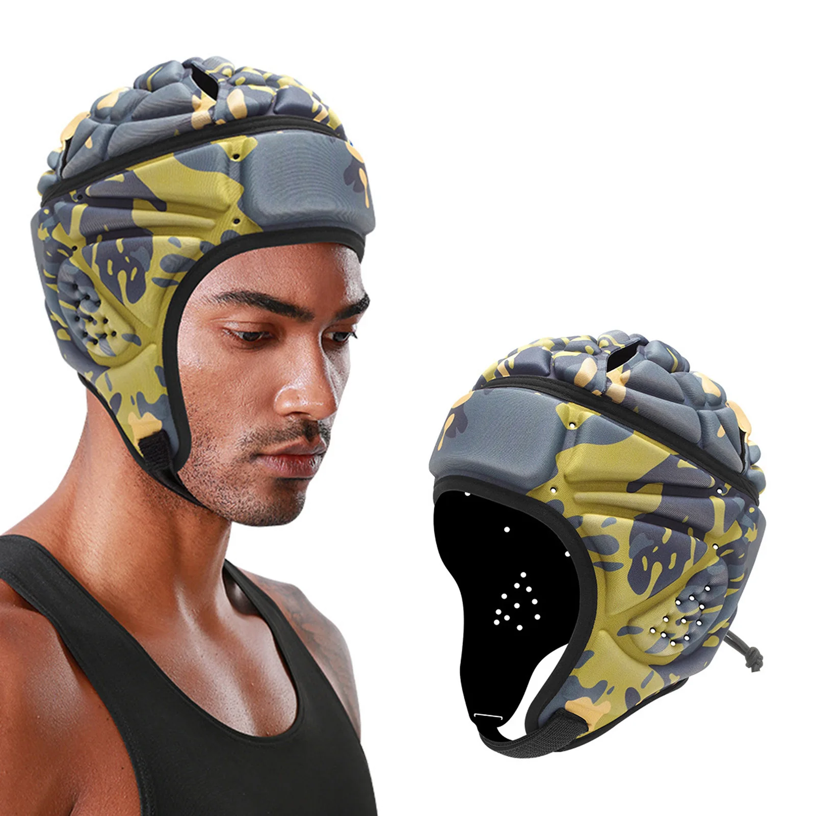 Soft Padded Headguard Soft Head Protector Adjustable Football Goalie