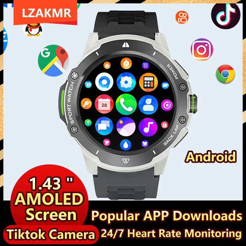 

Android Smartwatch Camera KB08 SIM Call Precise Positioning Heart Rate Monitoring Popular APP Download AMOLED Screen Smart Watch