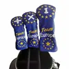 Golf Wood Head Cover Blue Europe Star Golf Fairway Woods Fw UT Set Protection Golf Clubs Accessories Golf Driver Headcover 3