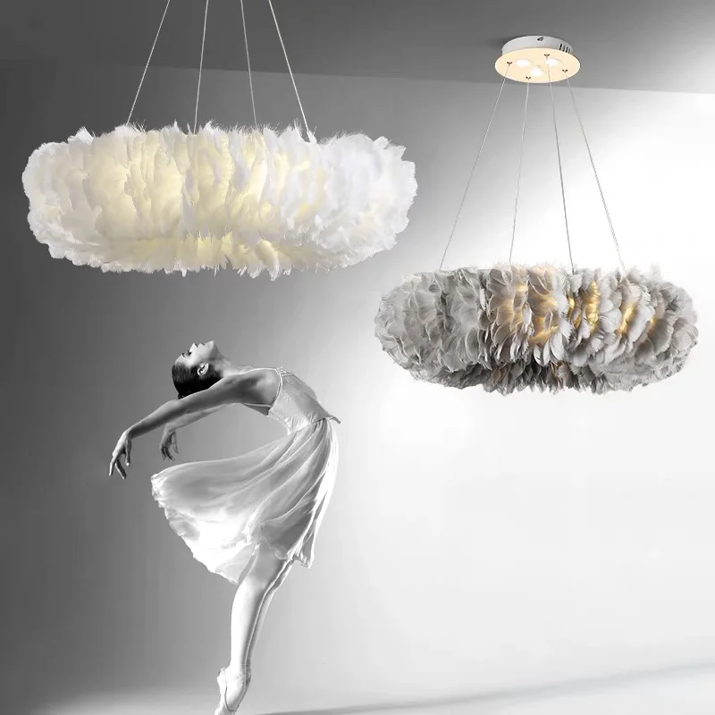 Pendant lights modern feather ceiling chandelier for living room bedroom wedding