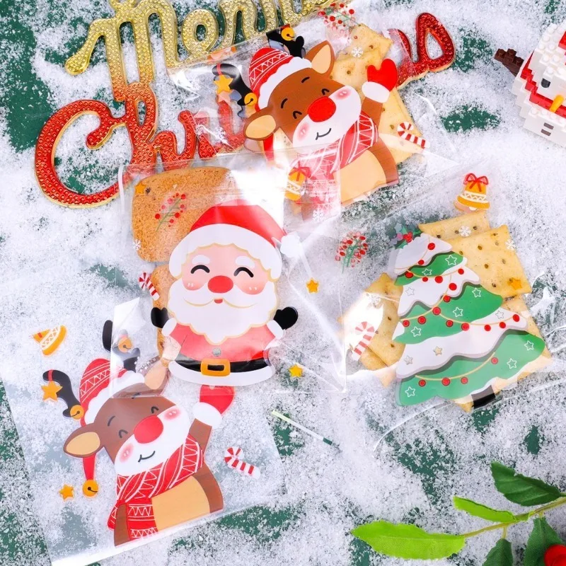 Candy Self Sealing Sticky Bag Christmas Storage Bag Old Man Tree Snowflake Crisp Pouch Party Festival Gift Decor Cookies Wrap christmas gift bags christmas candy packaging christmas gift box