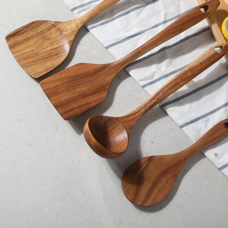 Acacia Wood Spatula Spoon Set Non Stick Cooking Utensils