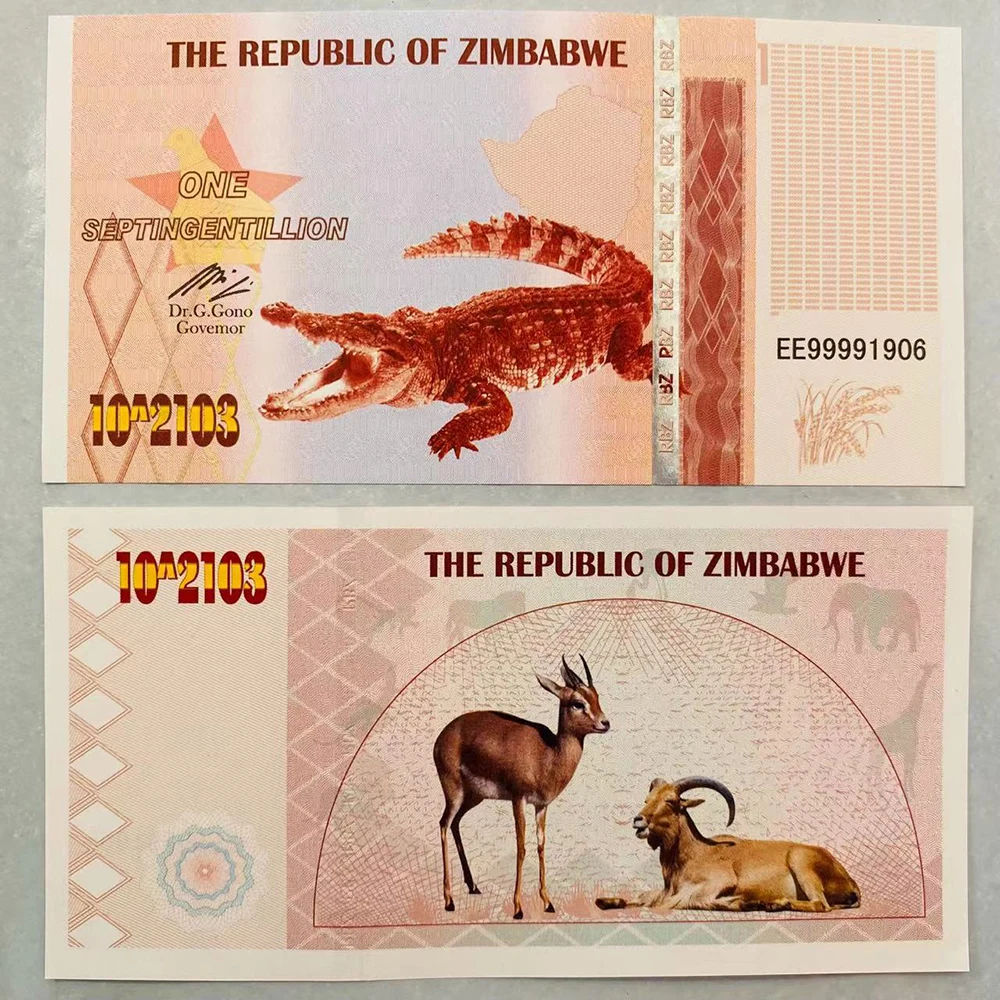 Zimbabwe One Settingentillion Paper Money 10Pcs Africa 2103 Zeri Dollari Billetes Banconote Collezione Collezione Non Valuta