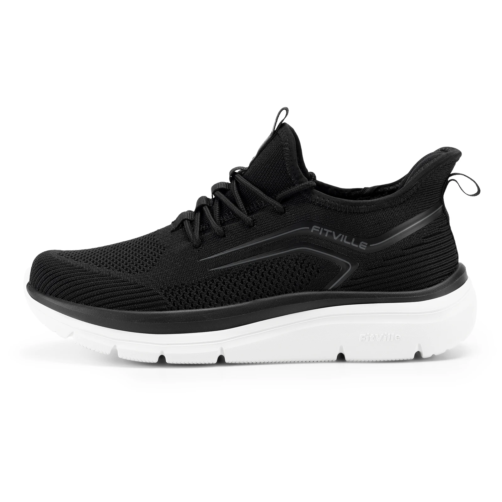 FitVille Thick Sole Running Shoes Mens Sneakers Shock Absorbing Rebound Lightweight For Swollen Feet Arch Support Wide Shoes 6