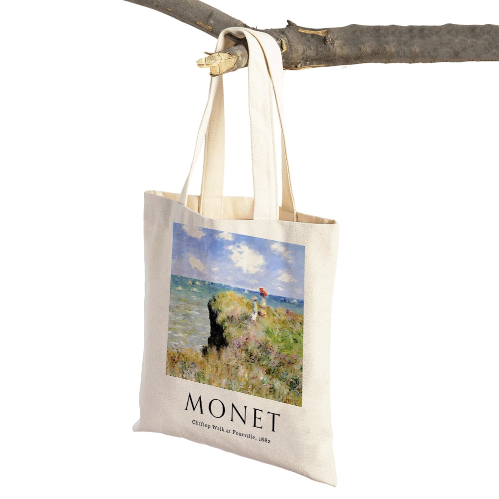 

Claude Monet Abstract Impressionist Shopper Bag Both Sided Tote Handbag Fashion Art Casual Retro Women Shopping Shoulder Bag