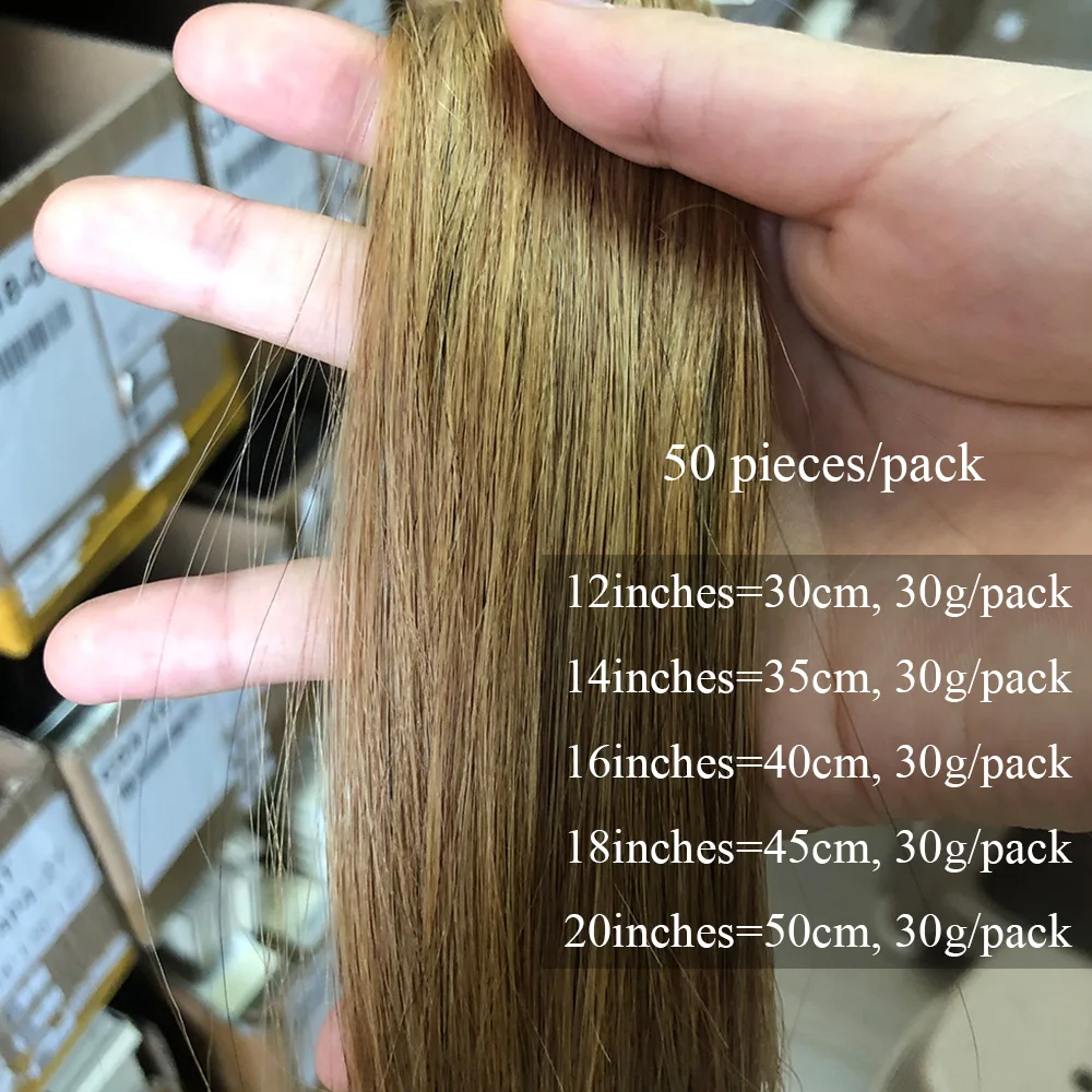 8D Micro Bead Human Hair Extensions 100% Human Hair Natural Brown Invisible Silicone Nano Ring Micro Bead Extensions