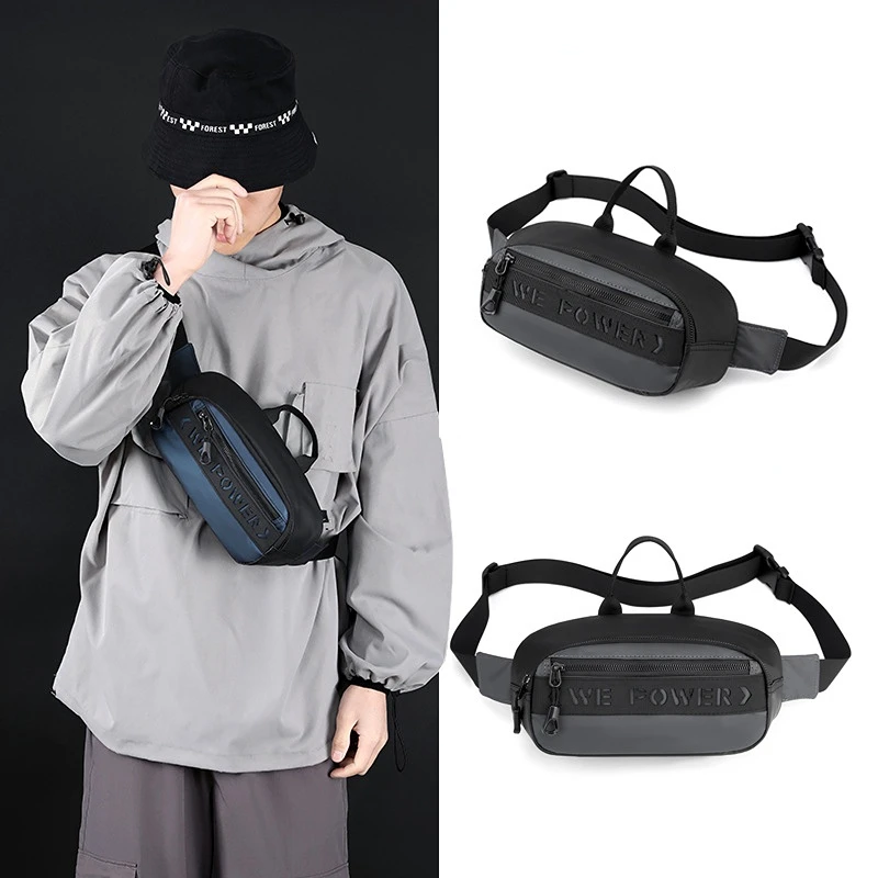 

New Trend Men's Chest Bag Running Fanny Pack Outdoor Waterproof Riding Bag Casual Single Shoulder Crossbody Bag