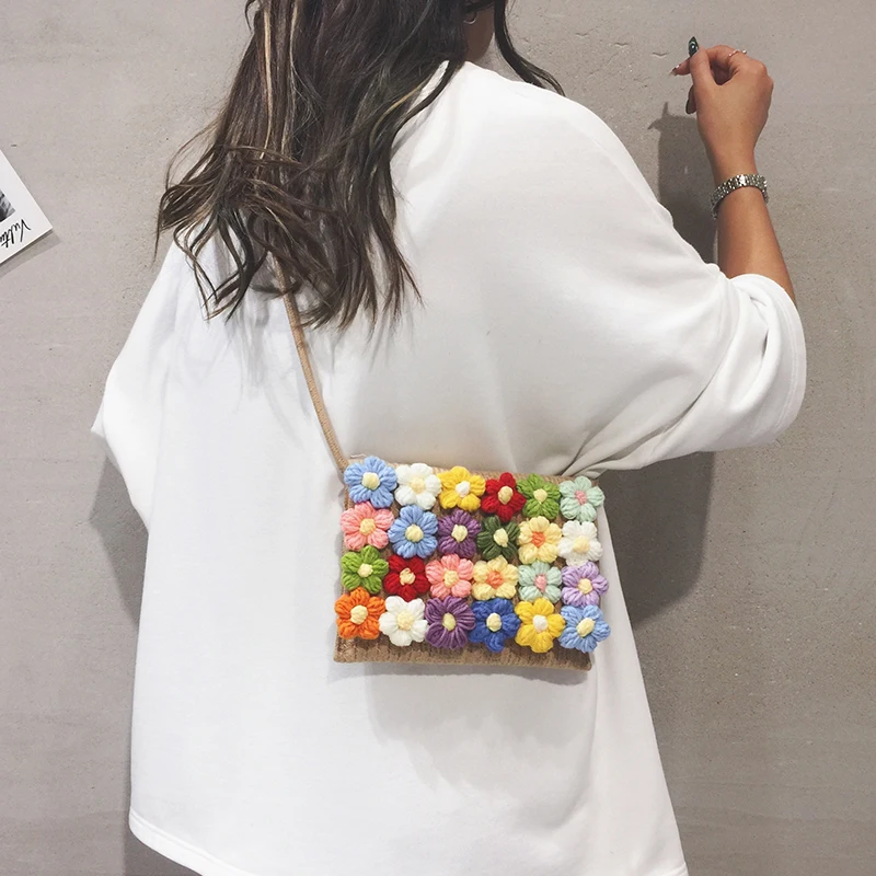 

Shoulder Bag for Women Fashion Woven All-Match Crossbody Knitted FlowerStreet Trend Colourfur Wallet Cross Square Small Bag 2023