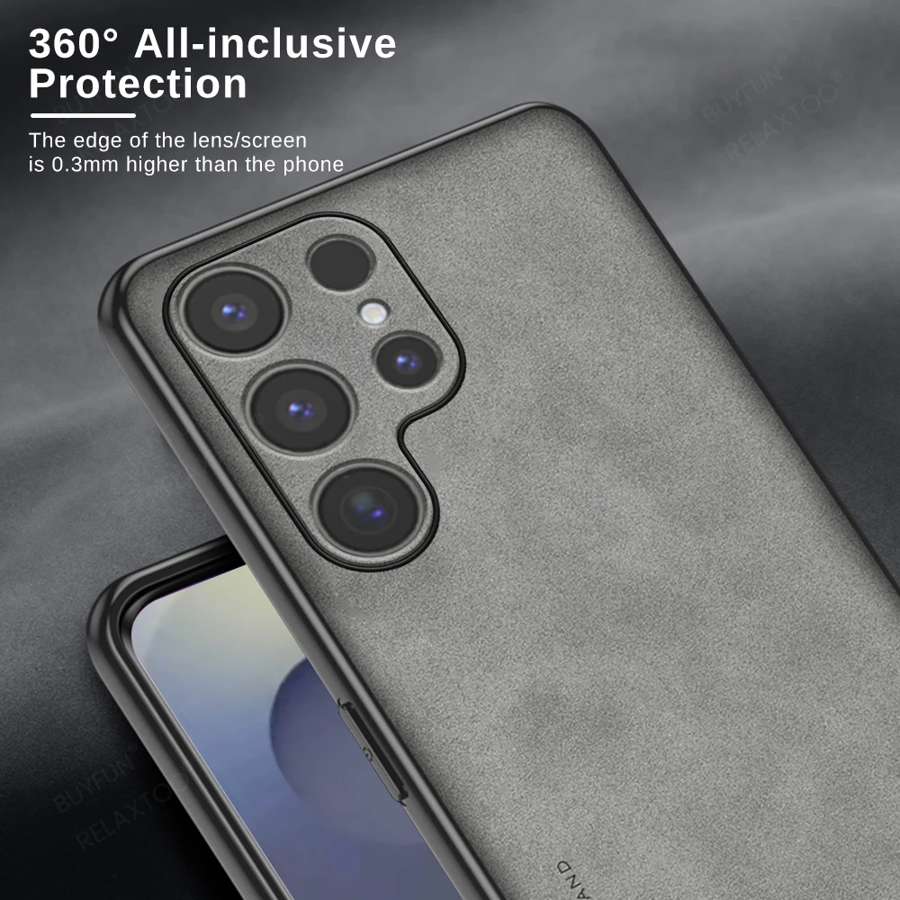 S 25 Ultra Case Sheepskin Leather Back Cover For Samsung Galaxy S25 Ultra Plus 5G Lens Protector Shockproof Coque S25Ultra S25+ 4