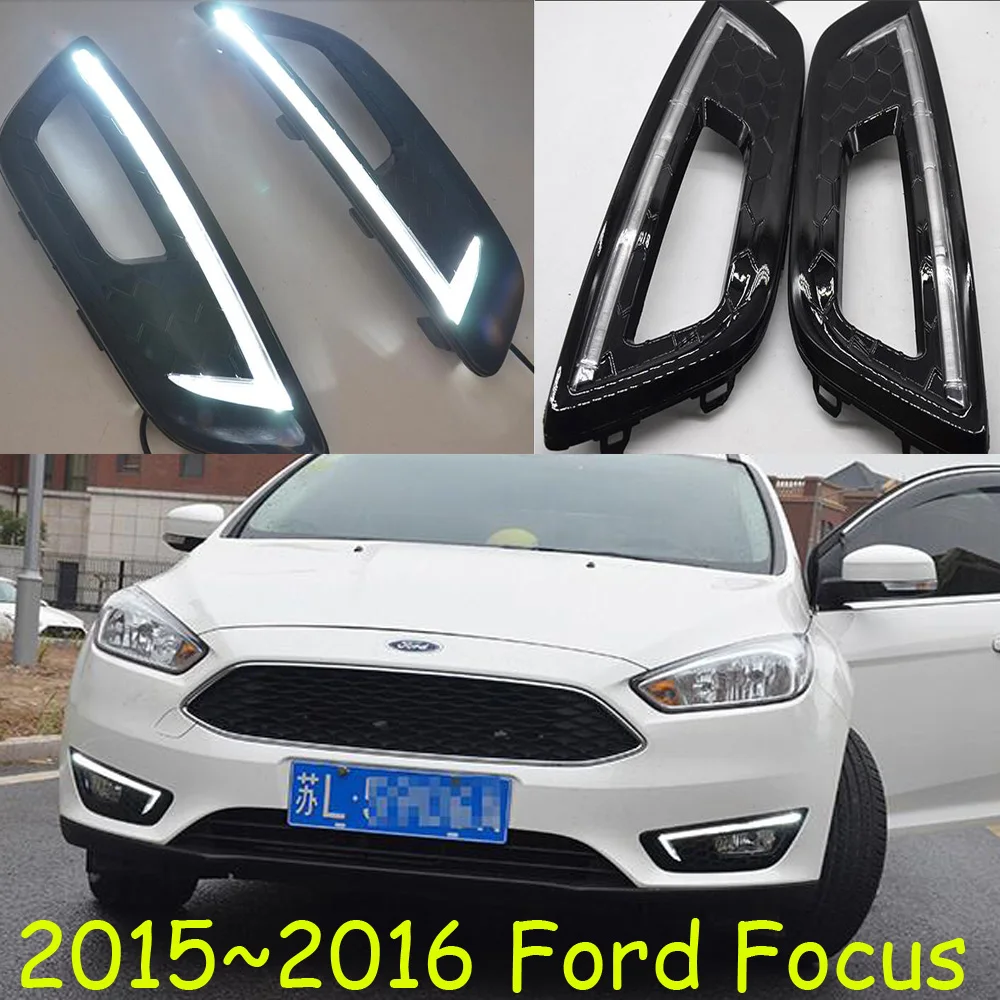 

Автомобильный бампер фасветильник для Ford Focus дневные огни 2015 ~ 2017y DRL автомобильные аксессуары светодиодный ные фары для Ford Focus противотумансветильник