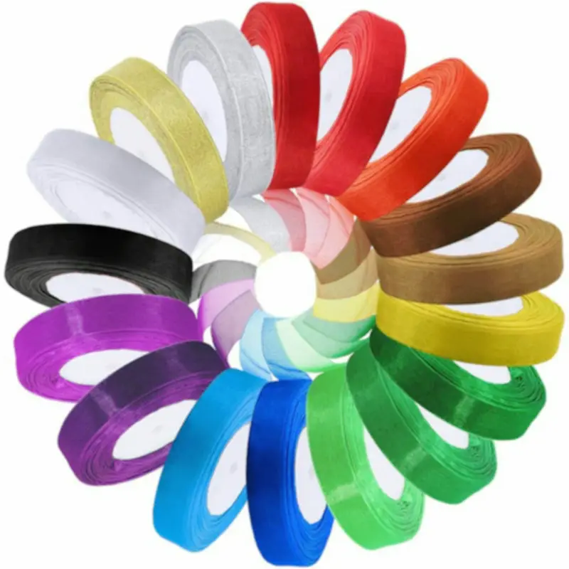 Sheer Chiffon Ribbon Organza Satin Ribbons for Gift Wrapping Wedding Decoration Bouquets Party Wreath DIY Fabric Crafts 50 Yards
