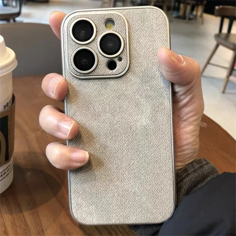 Matte Fabric Leather Phone Cases For iPhone 16 15 14 13 12 11 Pro
