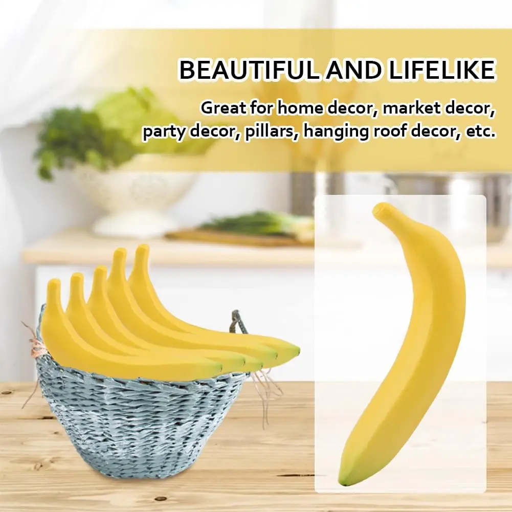 Artificial Fruits and Vegetables 4 Pcs Artificial Yellow Bananas Lifelike Fake Fruit Faux Fruit Props House Kitchen Decoration Photography Decoration