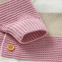 MISOWMNJOY Baby Girl Boy Knit Sweater Romper Winter Stripe Button Long Sleeve Full Length Jumpsuit for Newborn Crochet Clothes 5