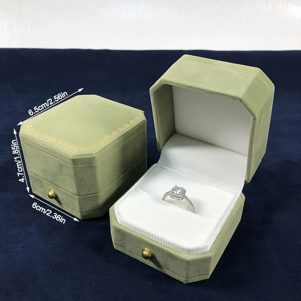 Velvet Jewelry Storage Box Single Slot Clamshell Wedding Ring Box Octagonal Earrings Ring Display Case for Engagement Proposal