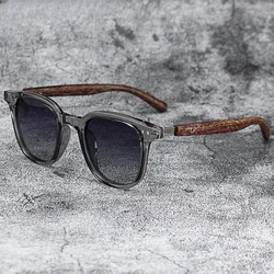 Trendy Retro Wood Grain Polarized UV Protection Sunglasses (Translucent - gray)