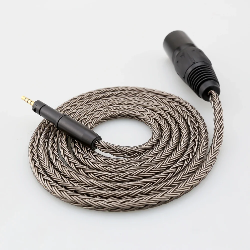 HIFI 2.5/3.5/4.4/6.35mm XLR 16 Core Grey Silver Plated Earphone Cable For Sennheiser HD599 HD569 HD 560S HD559 hd560s