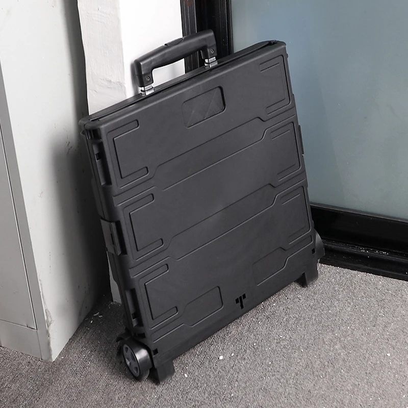 Foldable Utility Cart Luggage Trolley 50L Large Capacity with 360&deg;Rotate Noiseless Wheels Trolley Home Hand Pull Storage Box